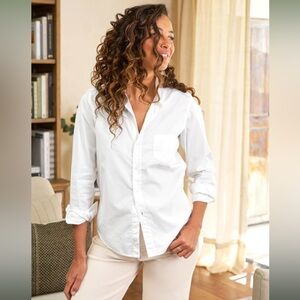 Frank & Eileen Barry Superluxe Italian Cotton White Button-Down Shirt Size M